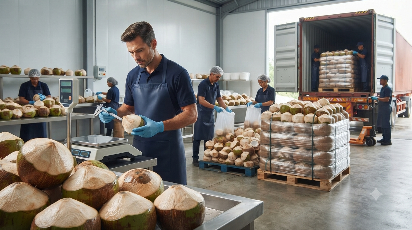Semi-Husked Coconut Export